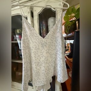 C/MEO Collective White Top with Blue Pattern